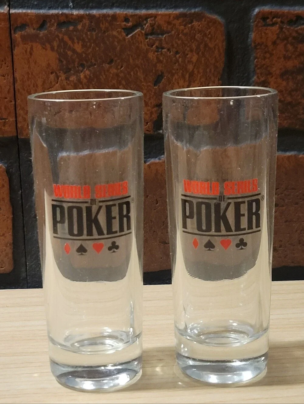 Pair of World Series of Poker Tall Shot Glasses